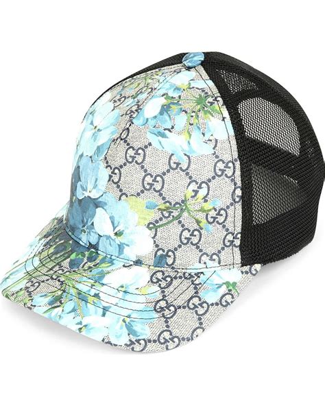 gucci floral cap blue